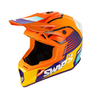 Swaps Blur arancione/blu/bianco casco motocross