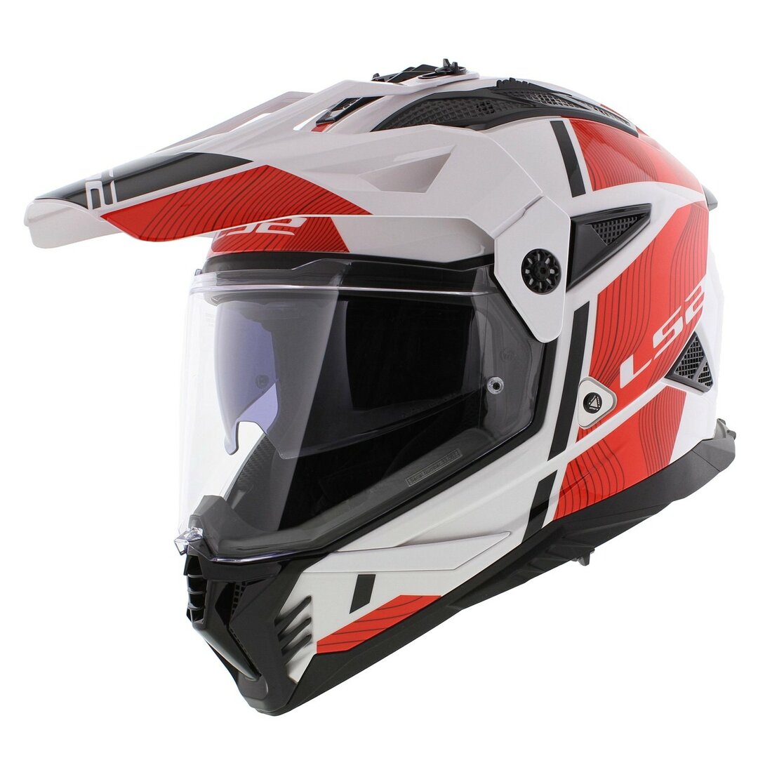 LS2 MX702 Pioneer II bianco/rosso casco integrale adventure