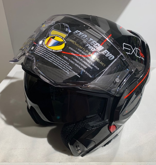 Scorpion Exo Tech Evo PRO nero/argento/rosso casco modulare fibra - immagine 2