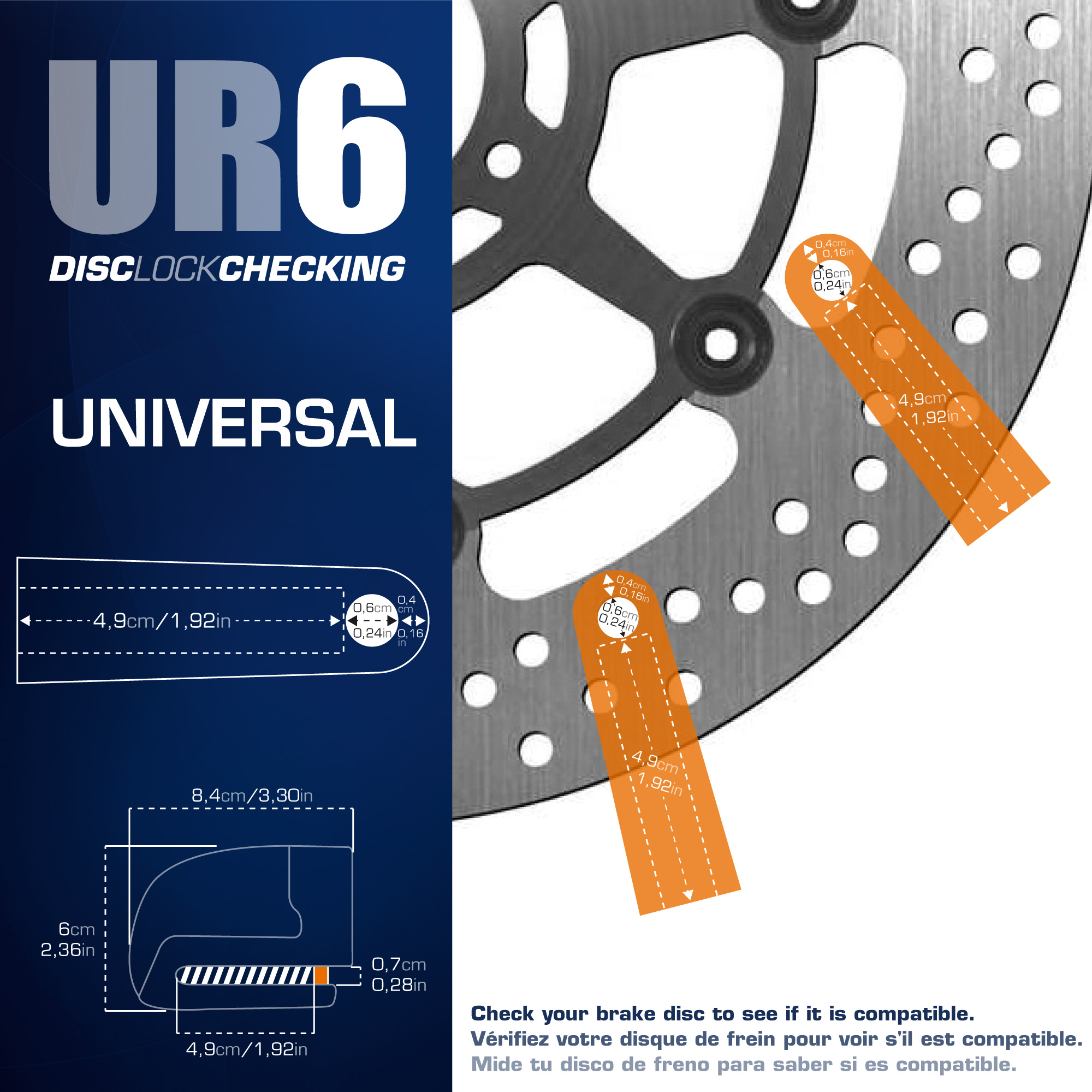 Urban Allarme Blocca Disco universale con sirena 6mm - immagine 6