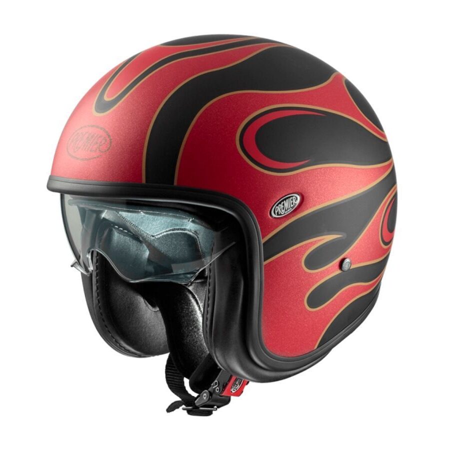 Premier FR 2 BM fiamme rosse casco jet fibra