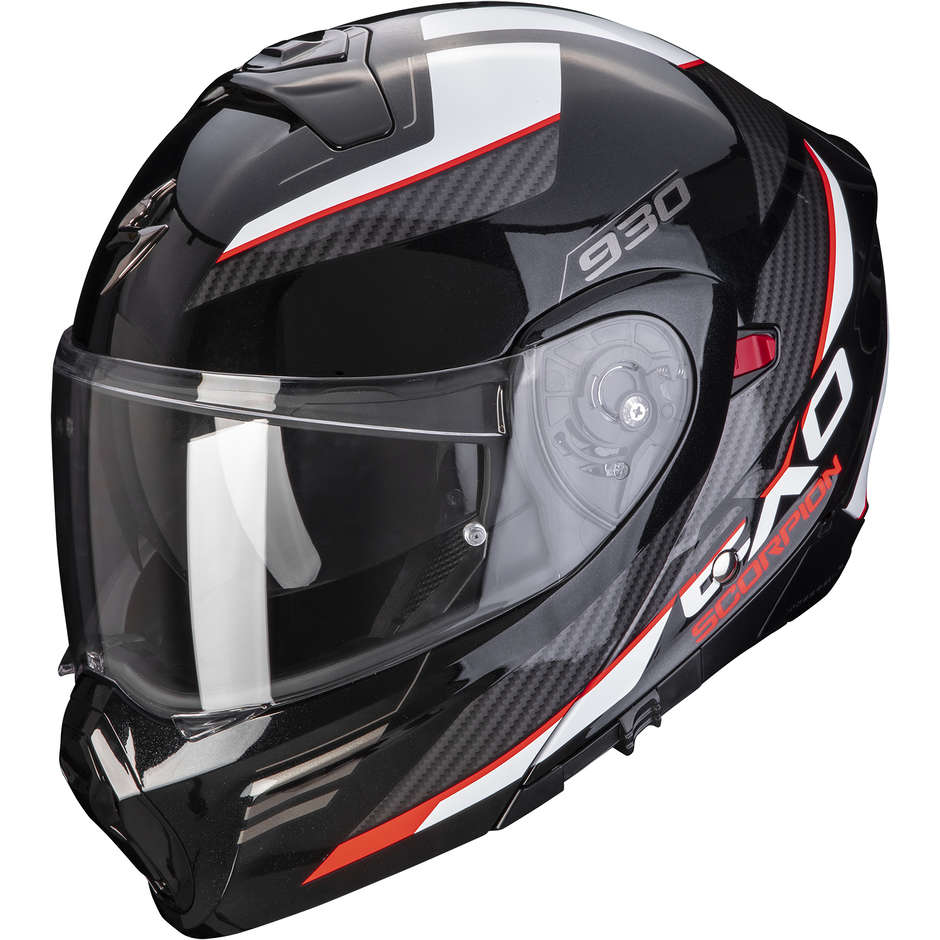 Scorpion Exo 930 Navig nero lucido/bianco/rosso casco modulare