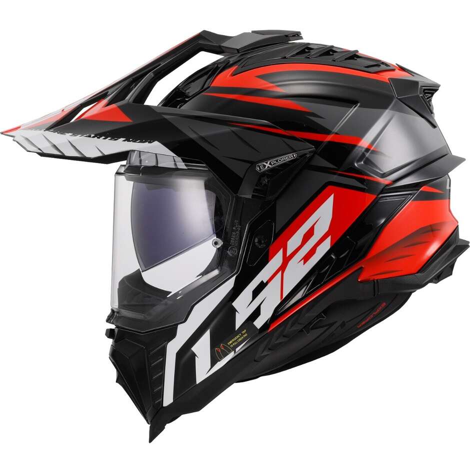 LS2 MX701 Explorer nero/rosso/bianco casco integrale adventure fibra - immagine 3