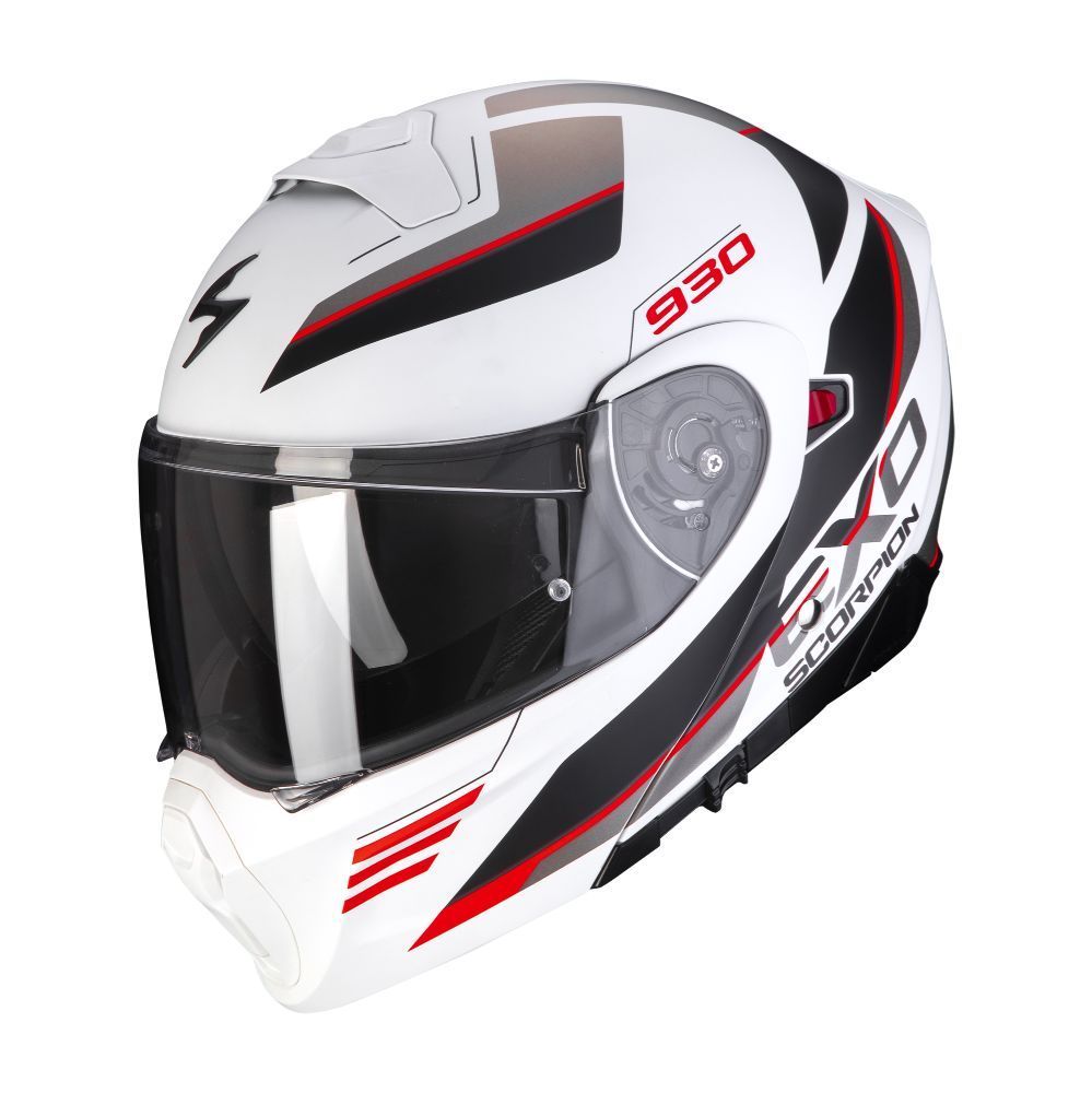 Scorpion Exo 930 Navig bianco opaco/nero/rosso casco modulare