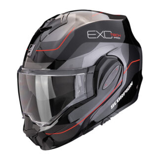 Scorpion Exo Tech Evo PRO nero/argento/rosso casco modulare fibra