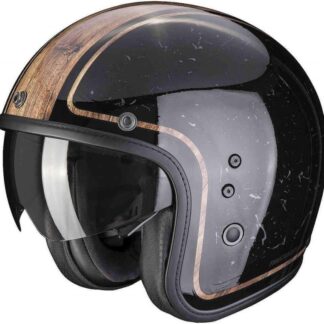 Scorpion Exo Belfast Evo nero lucido casco jet vintage