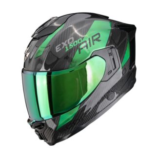 Scorpion Exo 1500 Air Carbon Platted verde casco integrale